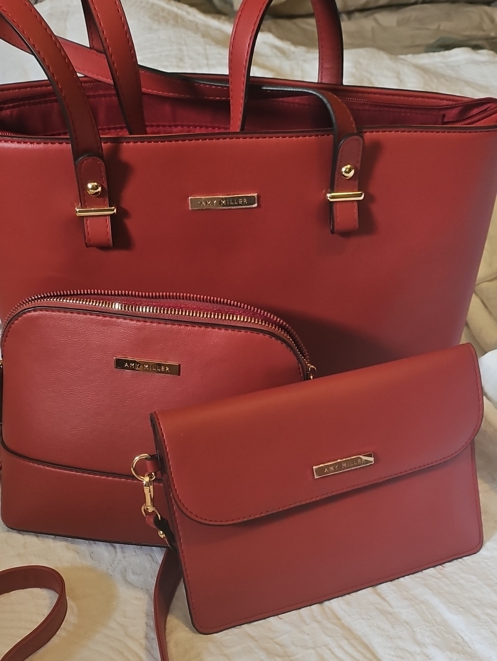 Red 3-Piece Tote, Pouch & Crossbody Set